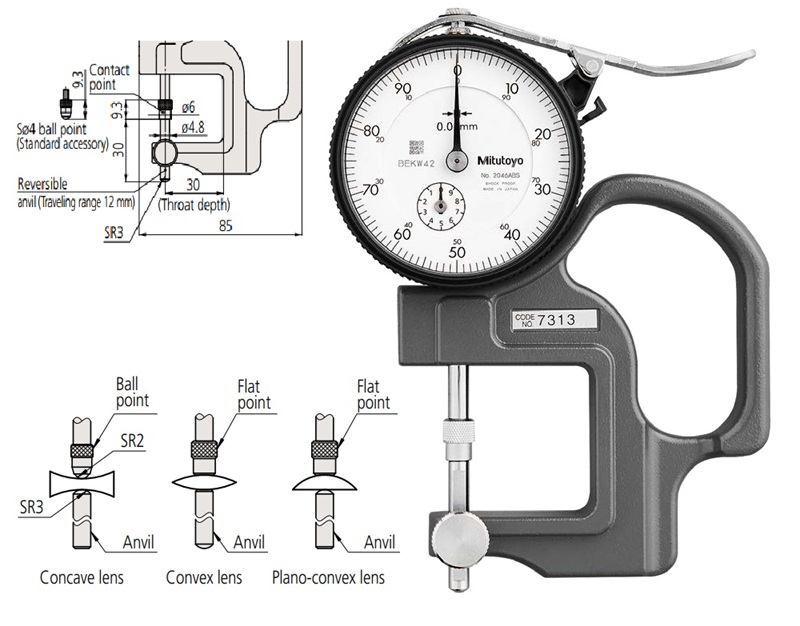 Đồng hồ đo độ dày cơ Mitutoyo 7313 đo nhanh, độ chính xác cao