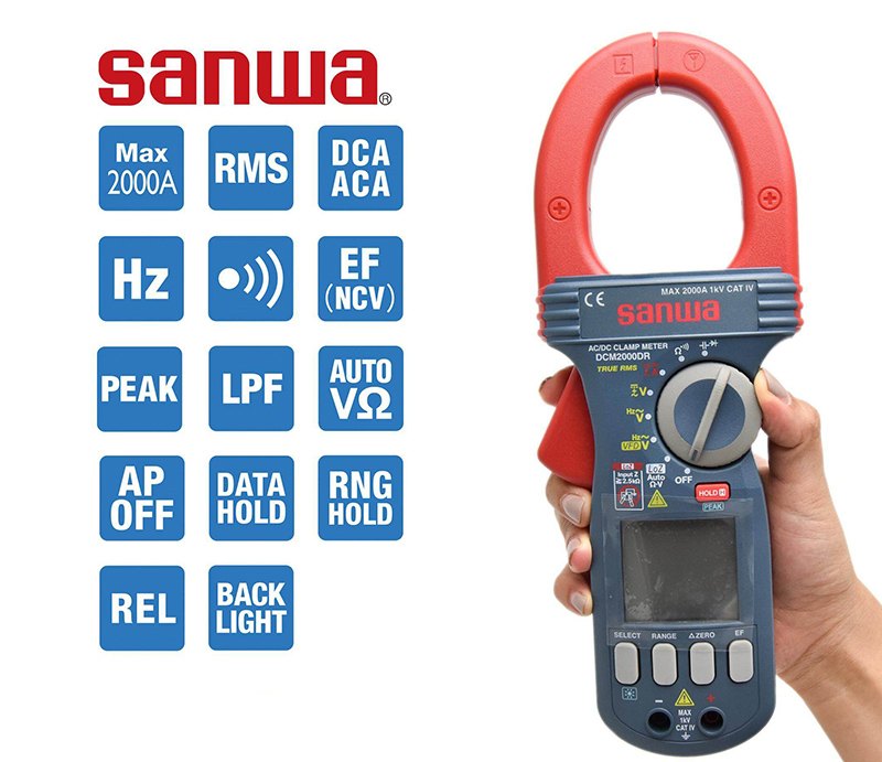 Ampe kìm Sanwa DCM2000R tích hợp nhiều tính năng thông minh