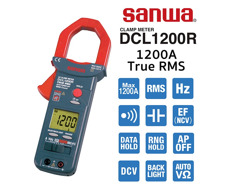 Ampe kìm Sanwa DCL1200R tích hợp đa dạng tính năng