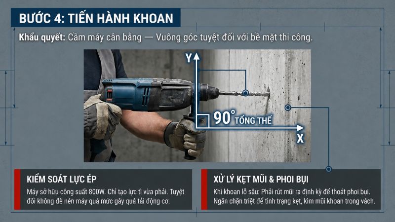 Bước 4: Tiến hành khoan