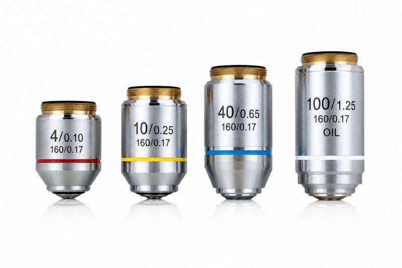 Các loại vật kính phổ biến trên kính hiển vi