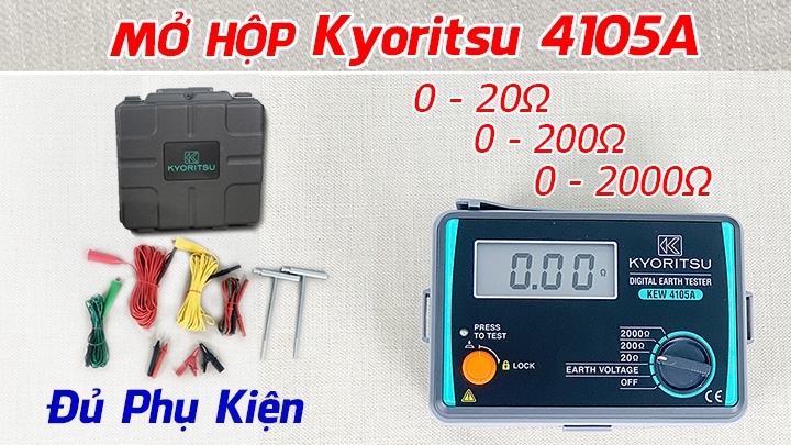 Máy đo điện trở đất Kyoritsu 4105A có thiết kế hiện đại, nhỏ gọn.