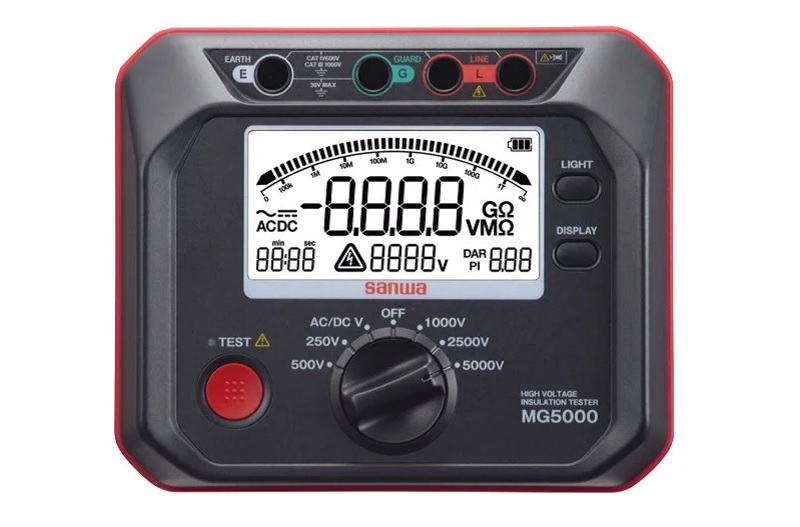 Đồng hồ đo megomet Sanwa MG5000 đo điện áp DC linh hoạt với 5 dải đo