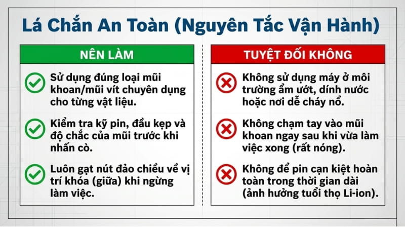 Một số lưu ý quan trọng khi sử dụng máy khoan Bosch GSR 185-LI