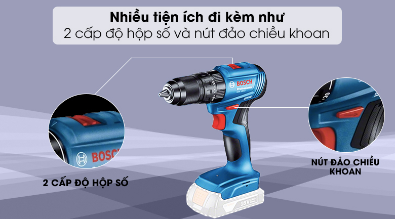 Nhấn nút đảo chiều quay của Bosch GSR 185-LI để phù hợp với nhu cầu thực tế 