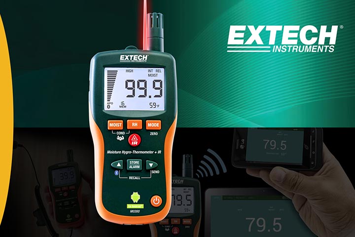 Máy đo độ ẩm Pinless với Bluetooth Extech MO300