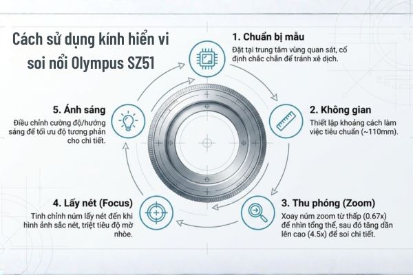 Cách sử dụng kính hiển vi soi nổi Olympus SZ51