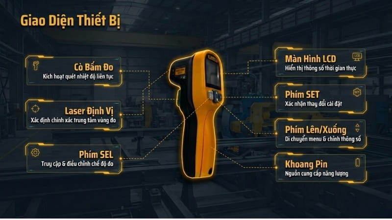 Ý nghĩa các nút chức năng của máy đo nhiệt độ Fluke 59 Max