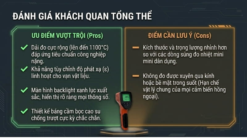 Tổng kết những ưu nhược điểm của súng đo nhiệt DT1000