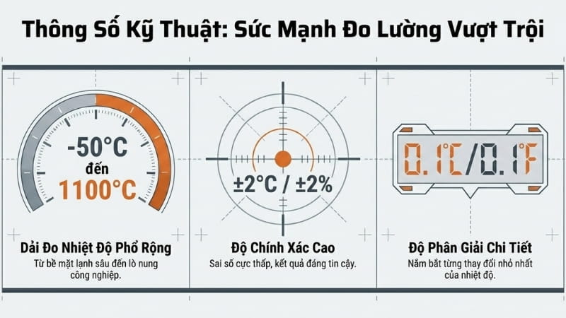 Súng đo nhiệt độ DT8011H sở hữu dải đo rộng, sai số thấp 