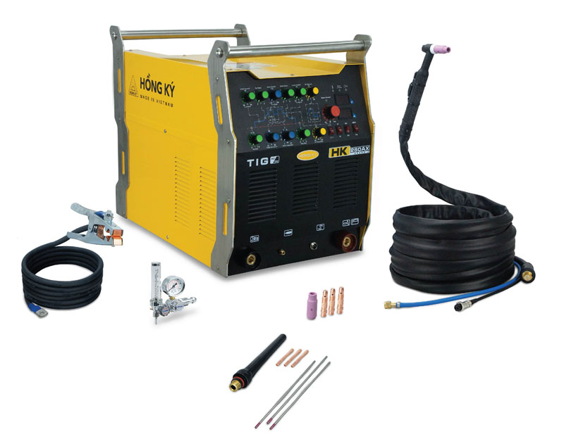 Hồng Ký HK TIG 250AX được trang bị đầy đủ các phụ kiện đi kèm 