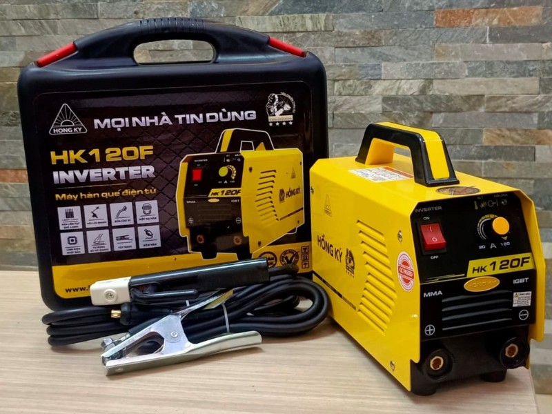 Máy hàn que Hồng Ký HK 120F nhỏ gọn nhưng bền chắc, tuổi thọ cao 
