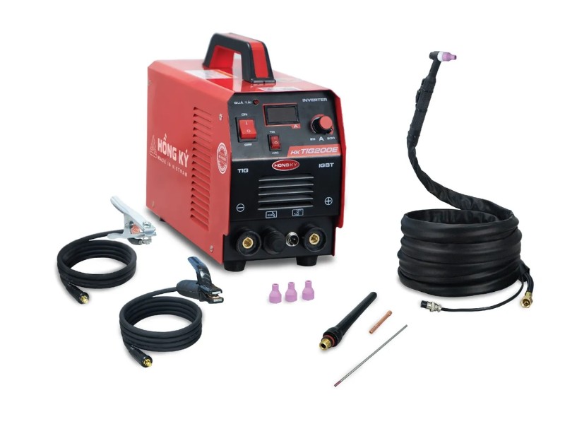Hồng Ký HK TIG 200E được trang bị đầy đủ phụ kiện 