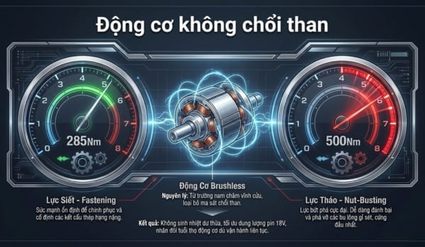 Bosch GDX 18V-285 trang bị động cơ không chổi than bền bỉ 