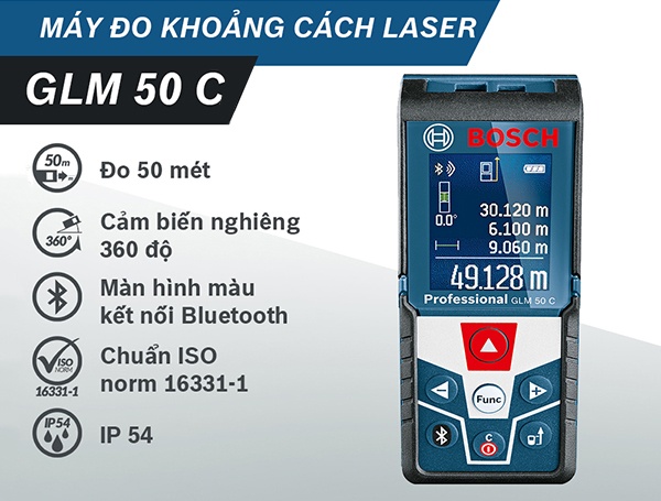 Thước đo laser Bosch GLM 50 C đa dạng phép đo.