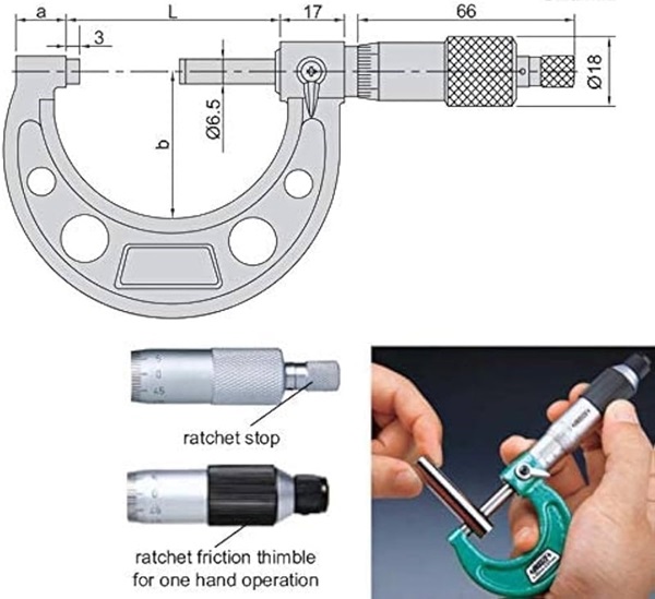 Panme đo ngoài Insize 3203-25A kiểm tra chính xác, sai số thấp